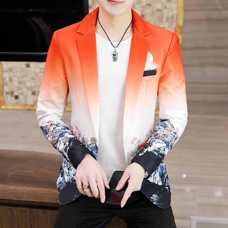 Men's Summer Blazer Fashion Korean Clothing Gradient Inspired Prints Fancy Floral Suit Jacket Casual Slim Fit Blazzer Coat
Men's Summer Blazer Fashion Korean Clothing Gradient Inspired Prints Fancy Floral Suit Jacket Casual Slim Fit Blazzer Coat