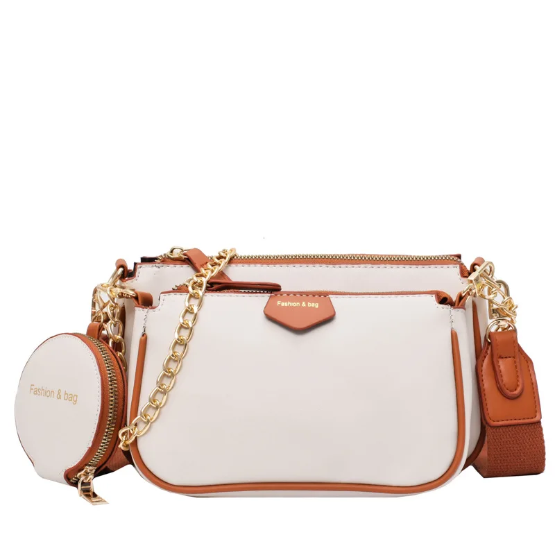 Fashion Chains Women Shoulder Bags Designer Wide Strap Messenger Bags Luxury Pu Leather Crossbody Bag Lady Small Purse 3 Bag Set
Fashion Chains Women Shoulder Bags Designer Wide Strap Messenger Bags Luxury Pu Leather Crossbody Bag Lady Small Purse 3 Bag Set