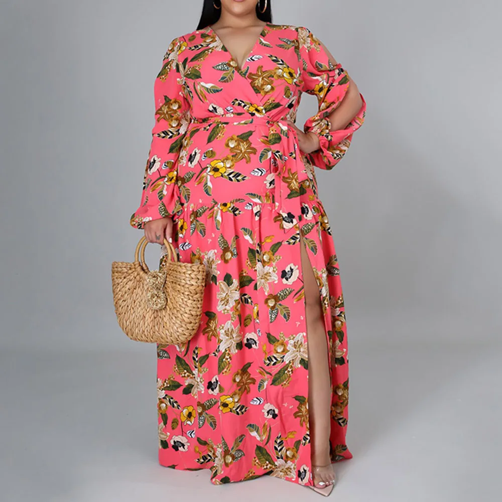 Women 2021 Spring Autumn Sweet V Neck Floral Dress Fashion New High Waist Lace Up Printed Split Expansion Plus Size Dresses 4XL
Women 2021 Spring Autumn Sweet V Neck Floral Dress Fashion New High Waist Lace Up Printed Split Expansion Plus Size Dresses 4XL