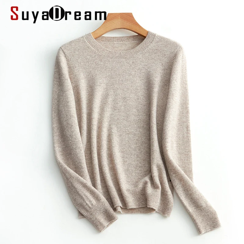 SuyaDream, женские свитера, высокое качество, 100% кашемир, базовый пуловер с круглым вырезом, 2021, Осень-зима, простая, шикарная вязаная одежда
SuyaDream, женские свитера, высокое качество, 100% кашемир, базовый пуловер с круглым вырезом, 2021, Осень-зима, простая, шикарная вязаная одежда