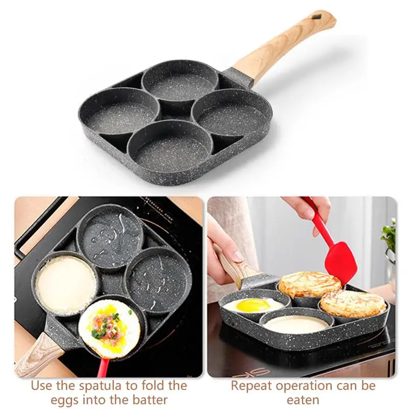 

Four-Hole Frying Pot Pan Non-Stick Egg Pancake Steak Pan Cooking Egg Ham Pans Breakfast Sandwich Toast Maker Cookware Pan