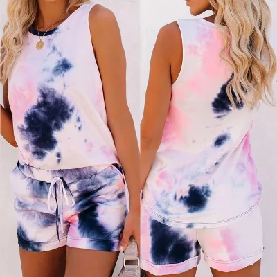Summer Beauty's Sleeveless Vest Top Lace Up Casual Printing Tie Dye Pajamas Housewear Women's Suit
Summer Beauty's Sleeveless Vest Top Lace Up Casual Printing Tie Dye Pajamas Housewear Women's Suit