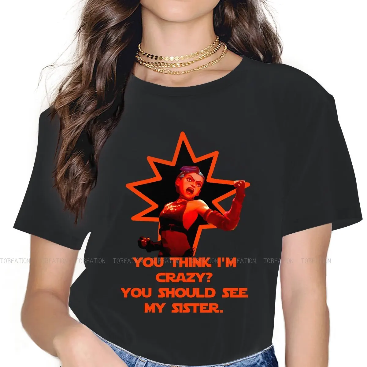 You Think I'm Crazy Women's T Shirt Arcane League of Legends Animated Girls Tees Harajuku Cotton Tops Graphic Tshirt Loose 4XL
You Think I'm Crazy Women's T Shirt Arcane League of Legends Animated Girls Tees Harajuku Cotton Tops Graphic Tshirt Loose 4XL