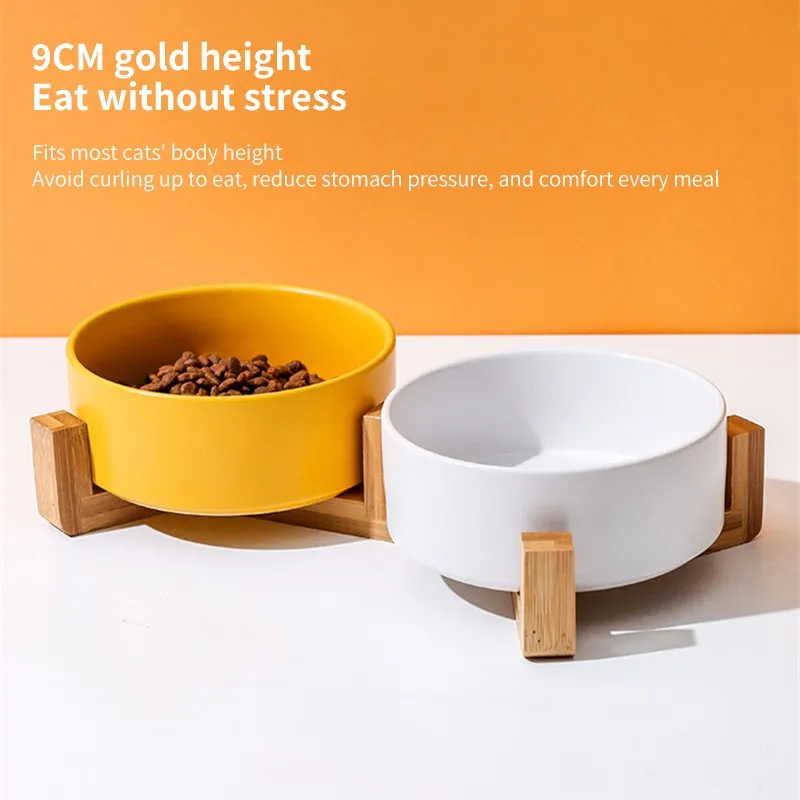 Ceramic Cat Dog Bowl Dish with Wood Stand No Spill Pet Food Water Feeder Cats Small Dogs
Ceramic Cat Dog Bowl Dish with Wood Stand No Spill Pet Food Water Feeder Cats Small Dogs