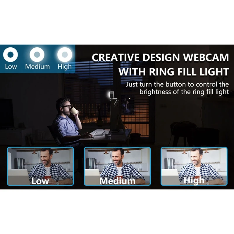 Webcam Fill Light Adjustable Light Effect Web Camera Auto Focus Camera Built-in Mic for YouTube Video Creator
Webcam Fill Light Adjustable Light Effect Web Camera Auto Focus Camera Built-in Mic for YouTube Video Creator