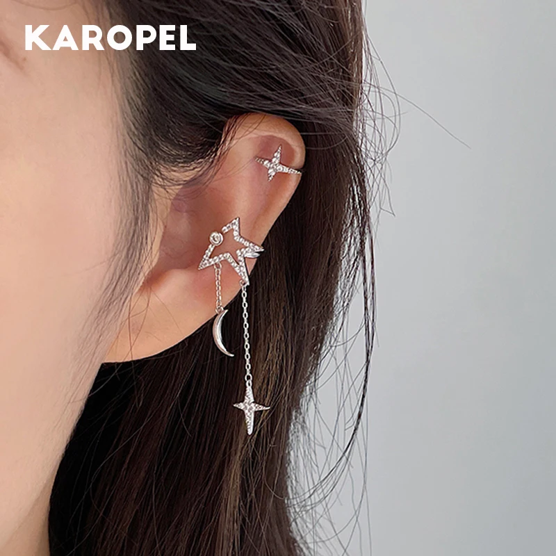 2021 New Fashion Zircon Crystal Moon Star Clip Earrings For Women Simple Fake Cartilage Long Tassel Ear Cuff Jewelry
2021 New Fashion Zircon Crystal Moon Star Clip Earrings For Women Simple Fake Cartilage Long Tassel Ear Cuff Jewelry