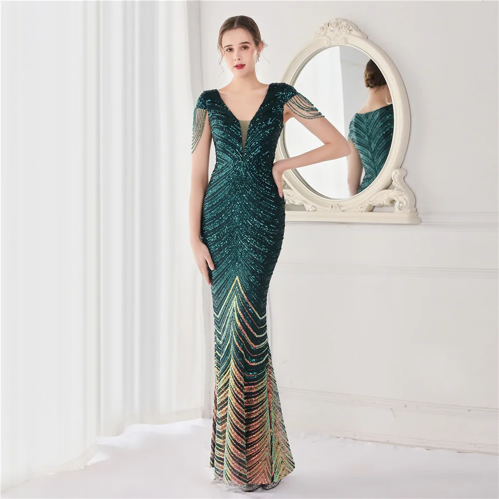 V Neck Sequined Mermaid Evening Dresses Formal Prom Pageant Wedding Party Robe Re Soirée Femme Robe De Soirée Se Mariage
V Neck Sequined Mermaid Evening Dresses Formal Prom Pageant Wedding Party Robe Re Soirée Femme Robe De Soirée Se Mariage