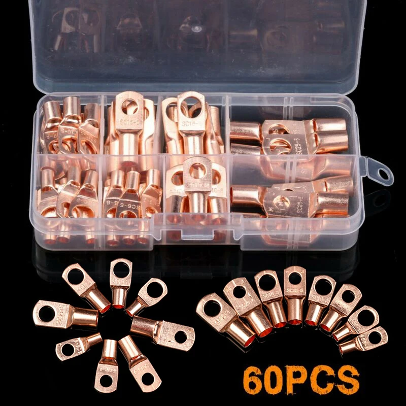 60Pcs Peep Hole Copper Terminal Boxed Bare Copper Terminal SC Series Terminal Cold Pressed End Home Tool Parts
60Pcs Peep Hole Copper Terminal Boxed Bare Copper Terminal SC Series Terminal Cold Pressed End Home Tool Parts