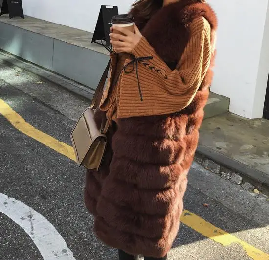 Vetement 2019 Winter Women's Faux Fur Coat Artificial Vest Furry Vests Femme Jackets Plus Size Fake Gilet Z253 | Женская одежда