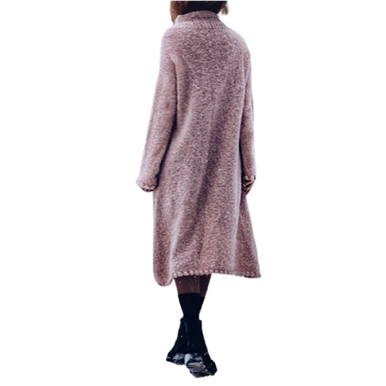 WEPBEL Warm Casual Long Sweater Women's Winter Long Sleeve Turtleneck Loose Fashion Solid Color Knitted Dress
WEPBEL Warm Casual Long Sweater Women's Winter Long Sleeve Turtleneck Loose Fashion Solid Color Knitted Dress