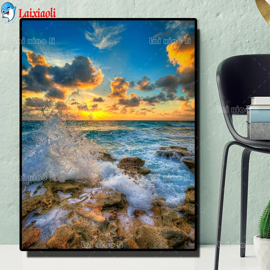 5D round Diamond Painting Full Drill Square Sunset sea,waves and rocks landscape Diamond Embroidery Cross Stitch Kit Home Decor
5D round Diamond Painting Full Drill Square Sunset sea,waves and rocks landscape Diamond Embroidery Cross Stitch Kit Home Decor