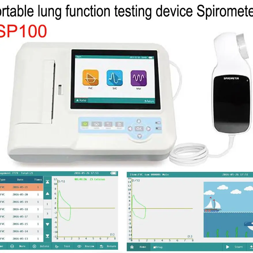 SP100 TFT Touch Screen Digital Spirometer LCD FVC VC SVC MVV Lung Function Pulmonary Device Breathing Diagnostic Device Software
SP100 TFT Touch Screen Digital Spirometer LCD FVC VC SVC MVV Lung Function Pulmonary Device Breathing Diagnostic Device Software