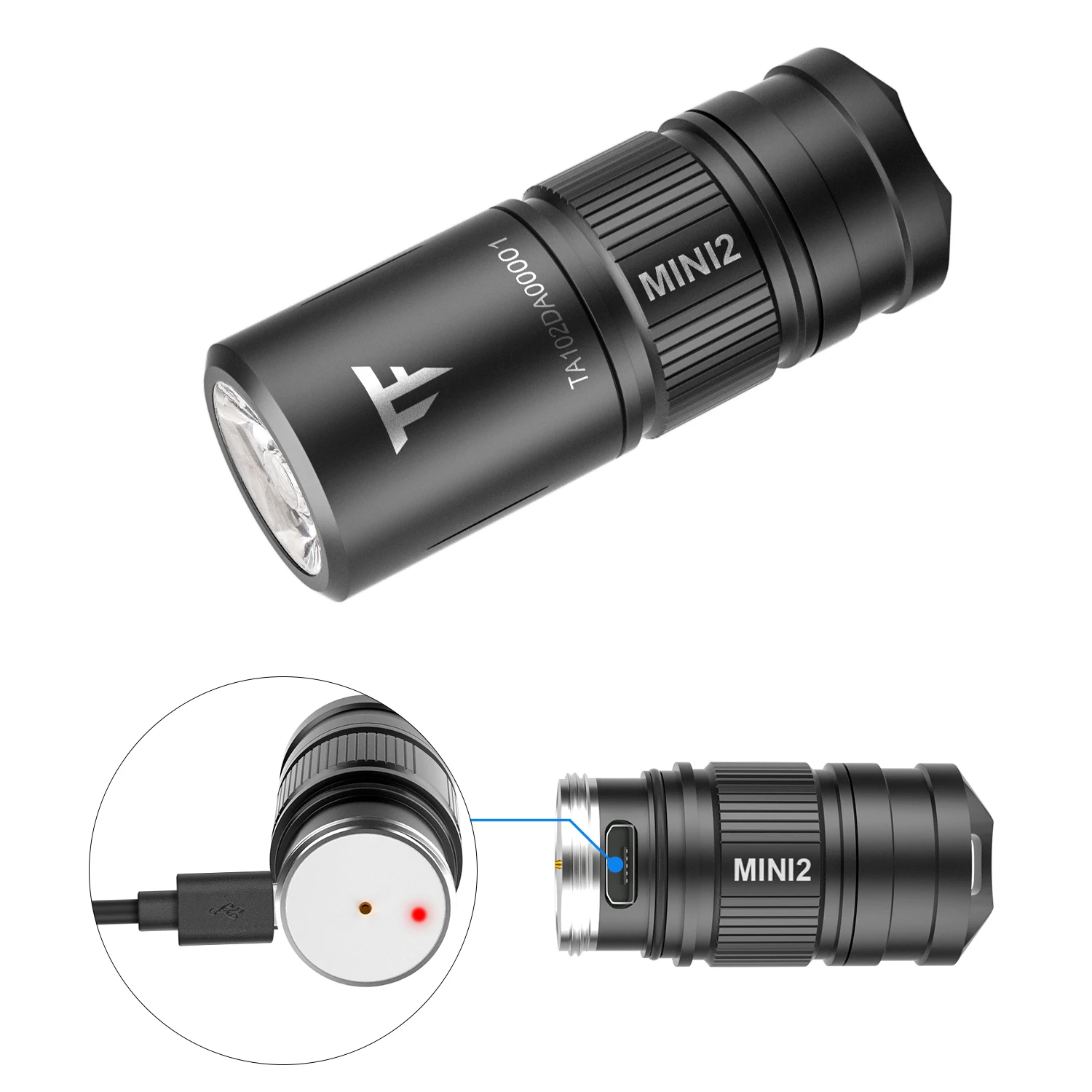 

TrustFire Small MINI2 EDC Flashlight Torch 220LM 1.52in Height CA18-3X LED Keychain Light with Micro USB 10180 Cell for Handbag