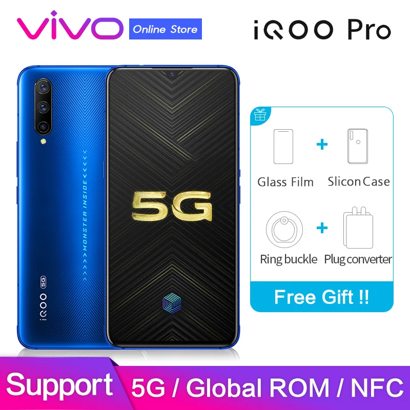 Vivo iQOO Pro 5G Оригинальная глобальная ПЗУ Поддержка Google NFC 6 41 "экран 48MP камера 44 Вт