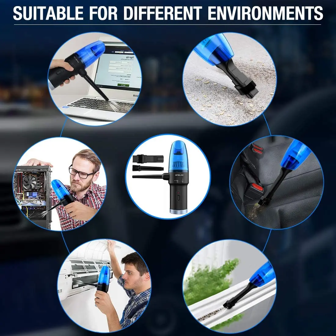 Upgraded Cordless Electric Compressed Air Duster-Blower & Vacuum 2-in-1, Replaces Canned Air Spray Cleaner for Computer Keyboard
Upgraded Cordless Electric Compressed Air Duster-Blower & Vacuum 2-in-1, Replaces Canned Air Spray Cleaner for Computer Keyboard