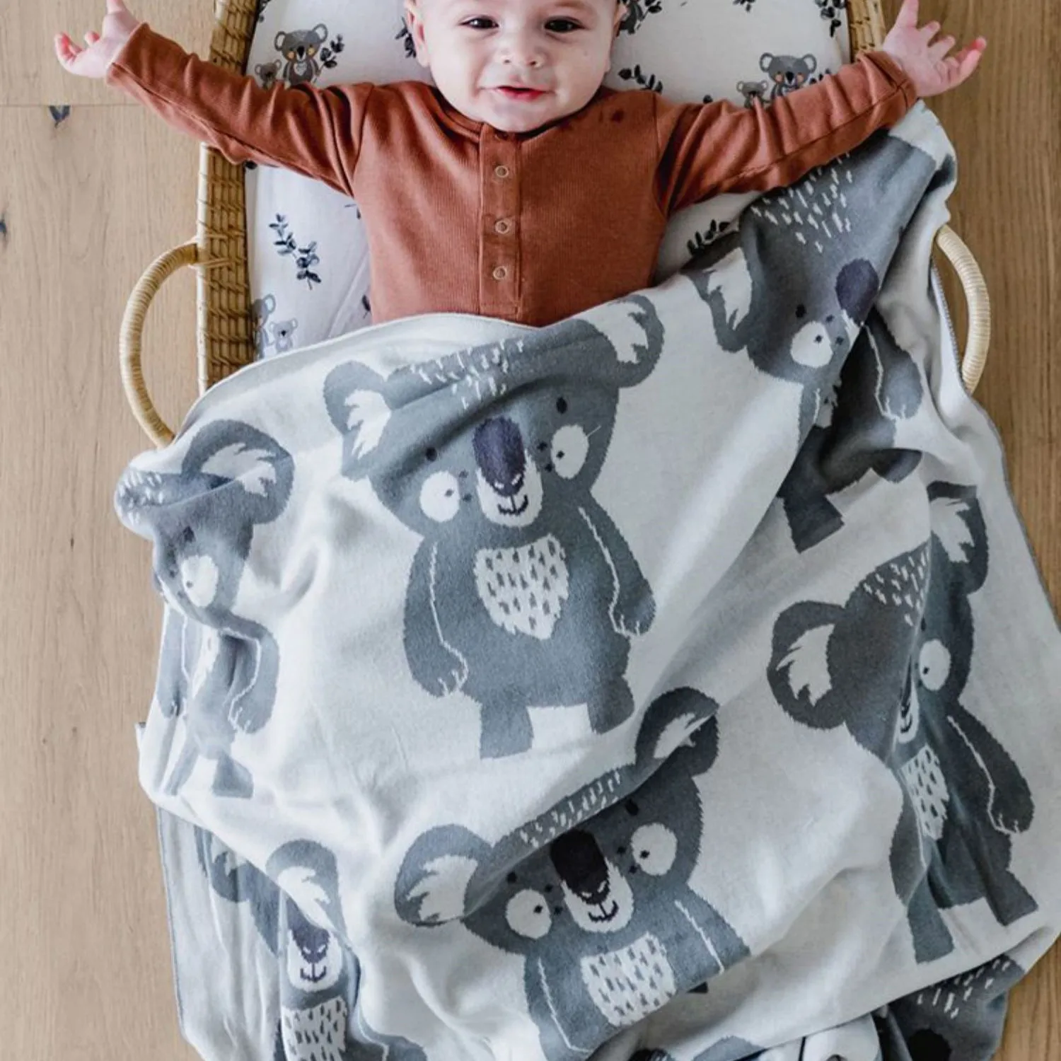 

Knitted Baby Blanket Koala Giraffe Elephant Newborn Baby Swaddle Wrap Cotton Soft Baby Crib Stroller Receiving Blanket 110*90cm