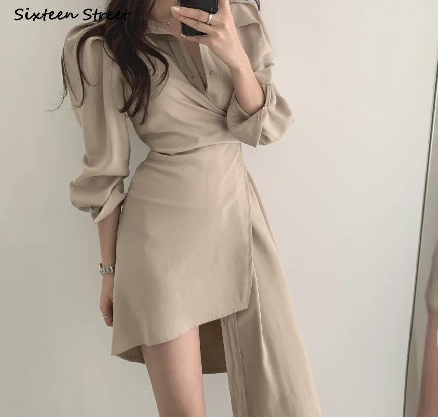 Apricot Chic Irregular Dress Woman Autumn Spring Single-breasted Elegant Party Dress Vestido Ladies Business Y2k Long Dresses 
Apricot Chic Irregular Dress Woman Autumn Spring Single-breasted Elegant Party Dress Vestido Ladies Business Y2k Long Dresses