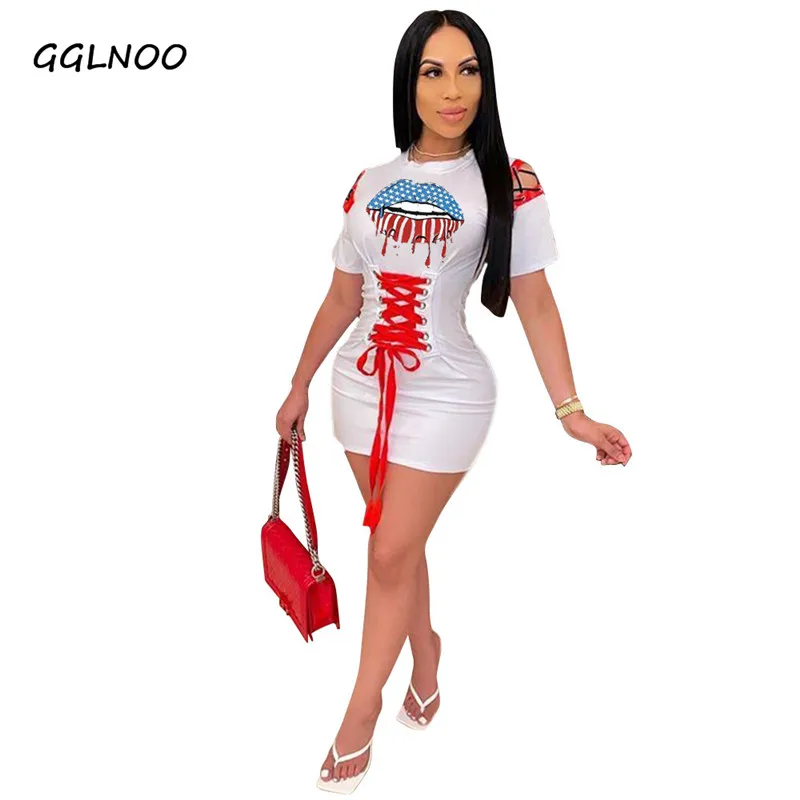 GGLNOO Women Summer Fashion Lace Up Lips Print Waist Stitching Short Sleeve Midi Dress GG22826
GGLNOO Women Summer Fashion Lace Up Lips Print Waist Stitching Short Sleeve Midi Dress GG22826
