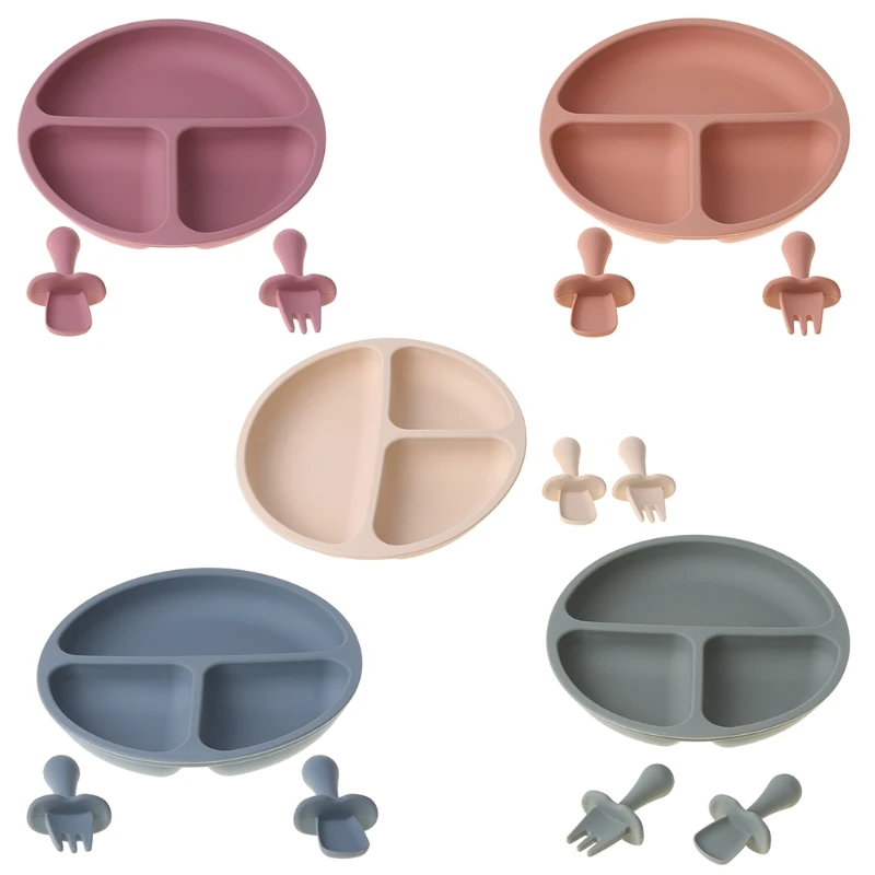 3 pieces/set of BPA-free baby silicone tableware, pure color, very fashionable dinner plate, children's training fork and spoon
3 pieces/set of BPA-free baby silicone tableware, pure color, very fashionable dinner plate, children's training fork and spoon