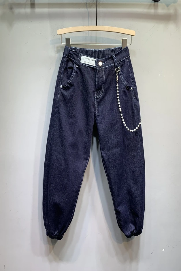 European 2021summer New Dark Blue Thin Material Ankle-Tied Harem Jeans Casual Working Pants Women
European 2021summer New Dark Blue Thin Material Ankle-Tied Harem Jeans Casual Working Pants Women