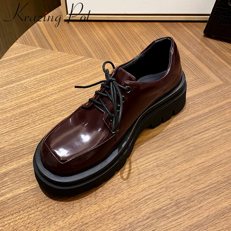 Krazing Pot superstar leather shoes round toe high heels lace up platform dating Korean loafer concise sweet women pumps L03
Krazing Pot superstar leather shoes round toe high heels lace up platform dating Korean loafer concise sweet women pumps L03