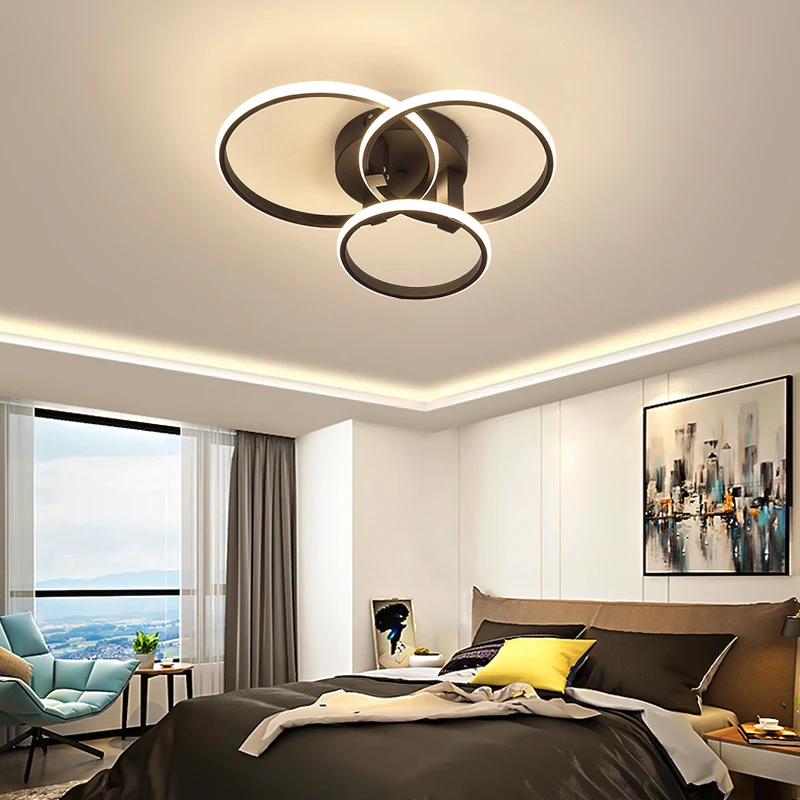 Hot led Chandelier lights Dimmable+APP rings designer for living room bedroom ceiling Modern chandelier fixtures lampara techo | Освещение