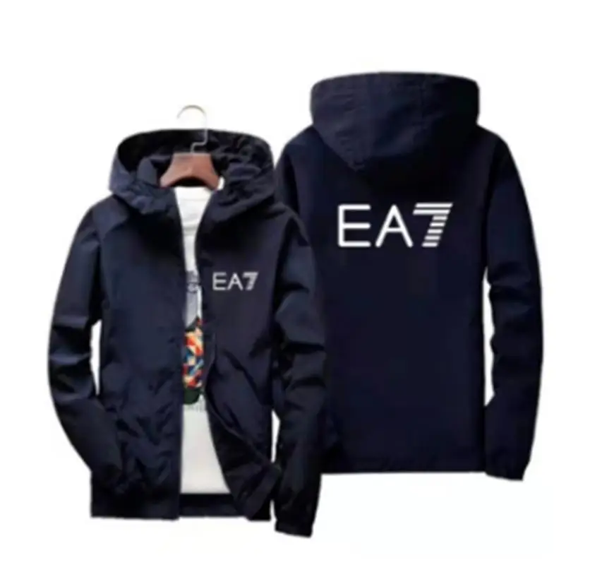 

Spring And Summer New Men's Ea7 Printed Casual Jacket Hooded Zipper Baseball Jacket Pilot Outdoor Mountaineering Ski Jacket
