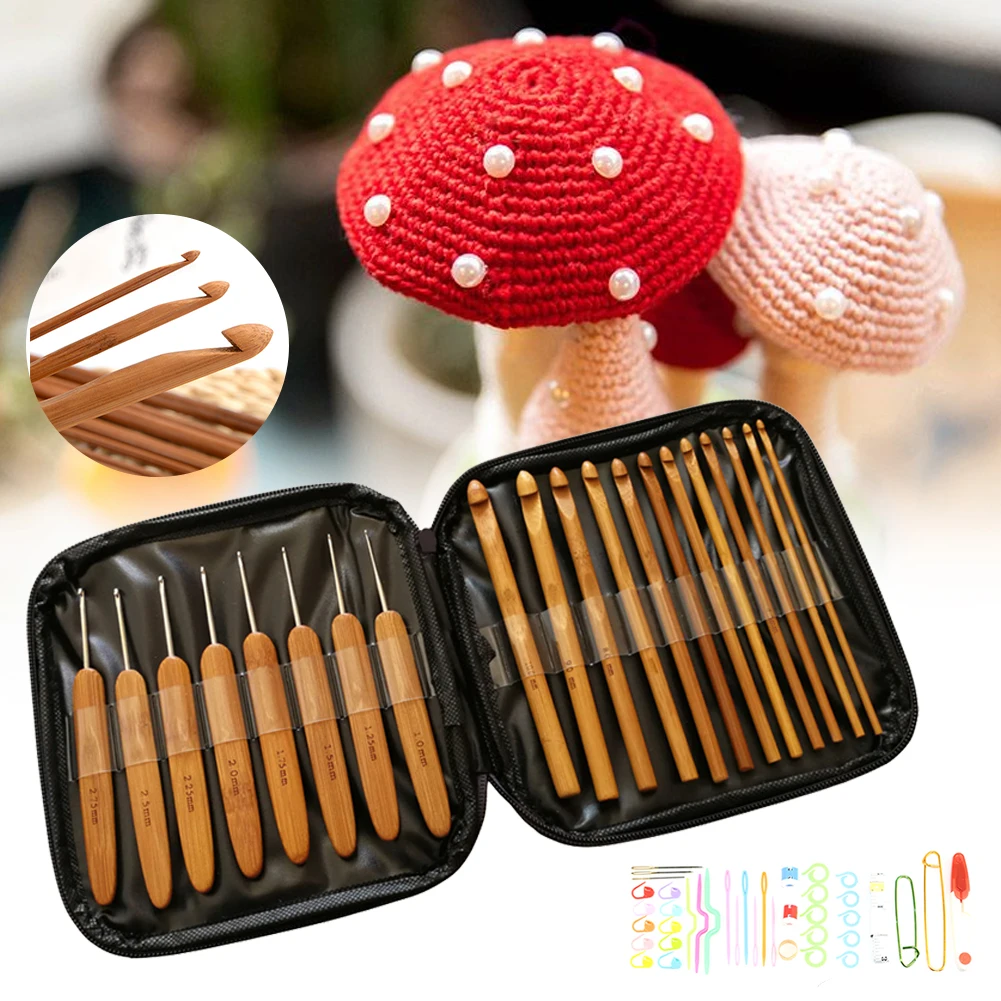Bamboo Wood Crochet Kit Handcraft DIY Crocket Knitting Kit with Crochets Hooks Needles Tape Measure Scissors Sewing Tools Set
Bamboo Wood Crochet Kit Handcraft DIY Crocket Knitting Kit with Crochets Hooks Needles Tape Measure Scissors Sewing Tools Set