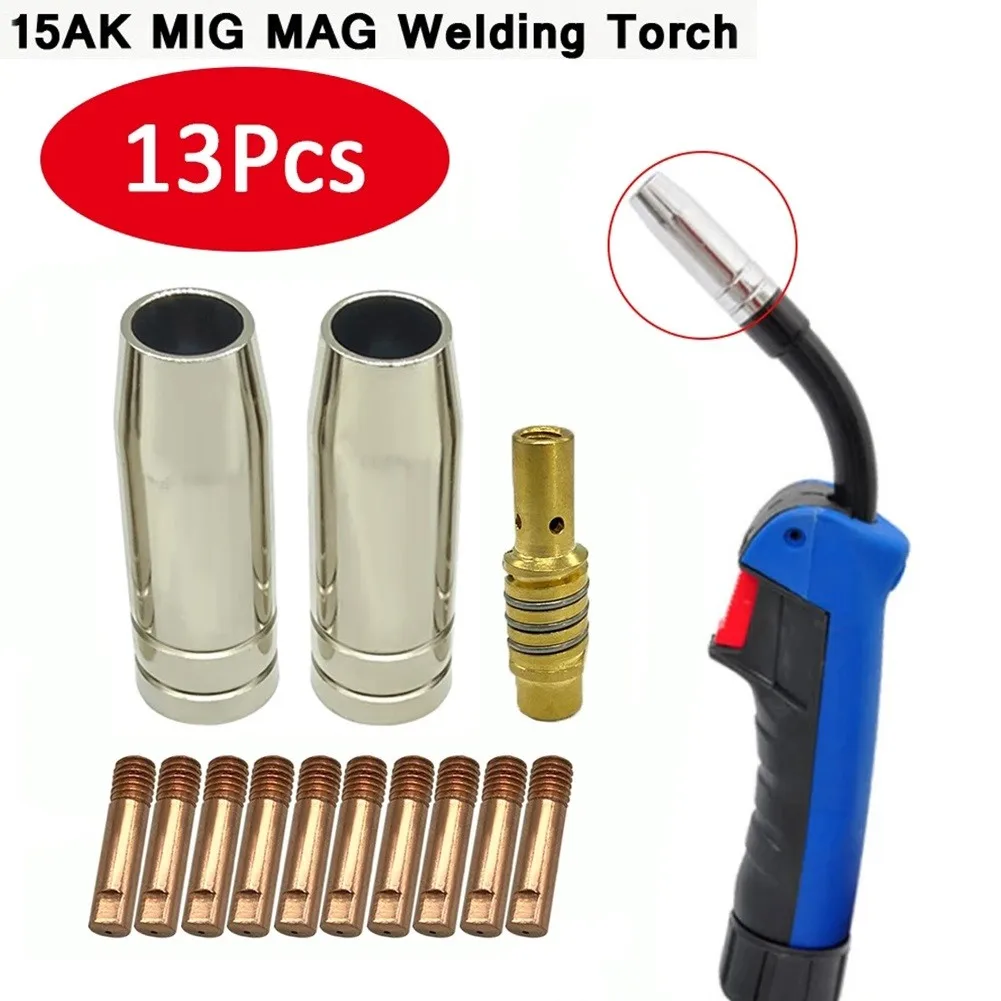 13pc Welding Torch Nozzle Tig 15AK MIG MAG Argon 0.6/0.8/0.9/1.0/1.2mm Nozzle Contact Tips Consumables
13pc Welding Torch Nozzle Tig 15AK MIG MAG Argon 0.6/0.8/0.9/1.0/1.2mm Nozzle Contact Tips Consumables