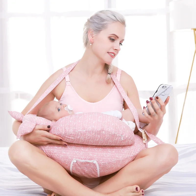 Мультифункциональная подушка для кормления и ухода за ребенком, регулируемая для беременных женщин, подушка для поясницы с несколькими слоями и стиральным чехлом.