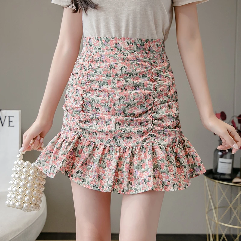 2021 High Waist Floral A-Line Skirts Women Summer Korean Short Kawaii Mini Mermaid Folds Skirt Woman Clothes Faldas Mujer Moda
2021 High Waist Floral A-Line Skirts Women Summer Korean Short Kawaii Mini Mermaid Folds Skirt Woman Clothes Faldas Mujer Moda
