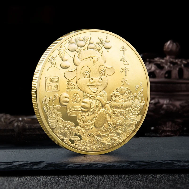 2021 Year of The Ox Raising for Luck Badge Congratulations on The New Year Cartoon Cattle Commemorative Coin Zodiac Souvenirs
2021 Year of The Ox Raising for Luck Badge Congratulations on The New Year Cartoon Cattle Commemorative Coin Zodiac Souvenirs
