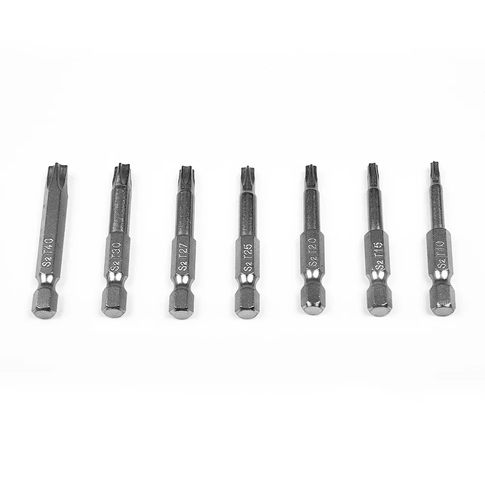 7 Pcs Screwdriver Bit 50mm 1/4" Hex Shank Five-Point Magnetic Torx Screwdriver Bits T10-T40 Professional Hand Tools T10-t40
7 Pcs Screwdriver Bit 50mm 1/4" Hex Shank Five-Point Magnetic Torx Screwdriver Bits T10-T40 Professional Hand Tools T10-t40