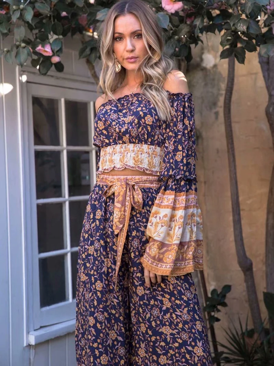 Jastie Loose Wide Leg Pants Elastic Waist with Belt Women Trousers Vintage Floral Print Long Pants Boho Beach pantalones mujer
Jastie Loose Wide Leg Pants Elastic Waist with Belt Women Trousers Vintage Floral Print Long Pants Boho Beach pantalones mujer