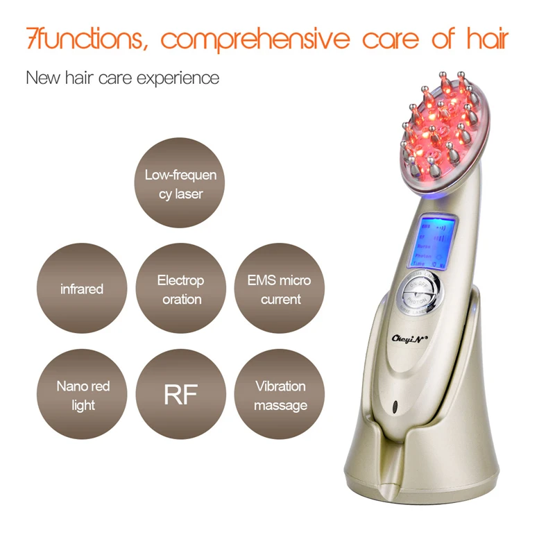 7 in 1 Infrared Anti Hair Loss Comb Laser Hair Growth Brush RF EMS Nano Red Light Vibration Massage Hair Care Treatment Product
7 in 1 Infrared Anti Hair Loss Comb Laser Hair Growth Brush RF EMS Nano Red Light Vibration Massage Hair Care Treatment Product