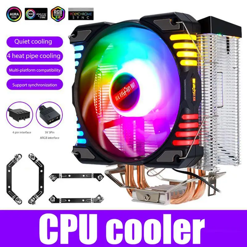 Радиатор кулера процессора с 4 медными трубками RGB 4-контактный ШИМ тихий вентилятор для LGA 775/115X/1200 AM2(+)/AM3(+)/AM4 разъем
Радиатор кулера процессора с 4 медными трубками RGB 4-контактный ШИМ тихий вентилятор для LGA 775/115X/1200 AM2(+)/AM3(+)/AM4 разъем