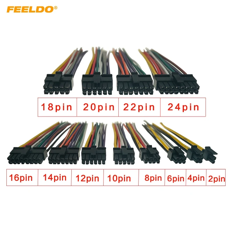 

FEELDO Black Universal Car Wire Harness Connector 4Pin-24Pin Head Into Car DVD CD Radio Stereo Wire Plug Adapter #HQ6913