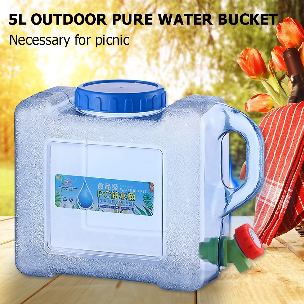 5L Capacity Outdoor Water Bucket with Faucet Portable Pure Water Tank Container for Vehicle Camping Hiking Picnic 
5L Capacity Outdoor Water Bucket with Faucet Portable Pure Water Tank Container for Vehicle Camping Hiking Picnic