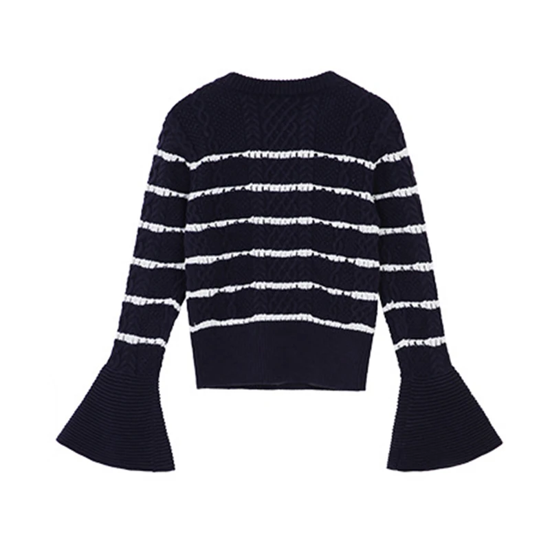 VGH Casual Striped Knitted Pullovers For Women O Neck Flare Sleeve Large Size Sweater Female 2020 Autumn Fashion New Clothing
VGH Casual Striped Knitted Pullovers For Women O Neck Flare Sleeve Large Size Sweater Female 2020 Autumn Fashion New Clothing