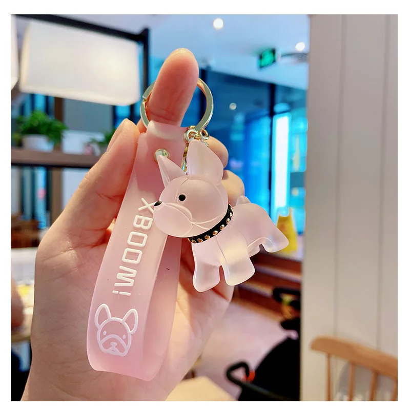 NEW French Bulldog Keychain PU Leather Animal Dog Keyring Holder Bag Charm Trinket Chaveiros Accessories Punk Style Pendant | Украшения и