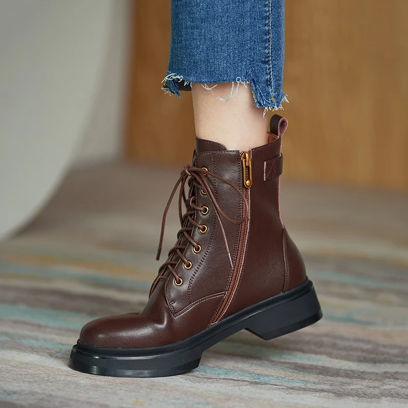 Genuine Cow Leathe Flat bottom 2020 autumn new zipper British style retro thick bottom single boots ankle boots women
Genuine Cow Leathe Flat bottom 2020 autumn new zipper British style retro thick bottom single boots ankle boots women