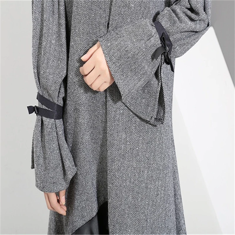 2020 New Spring Lapel Long Sleeve Bandage Solid Color Gray Big Hem Irregular Loose Dress Women Fashion Tide
2020 New Spring Lapel Long Sleeve Bandage Solid Color Gray Big Hem Irregular Loose Dress Women Fashion Tide