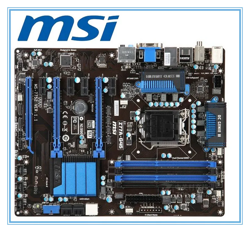 Материнская плата MSI DDR3 LGA Z77A-G45 Z77 32 ГБ USB 1155 для процессора I3 I5 I7 z77 настольная