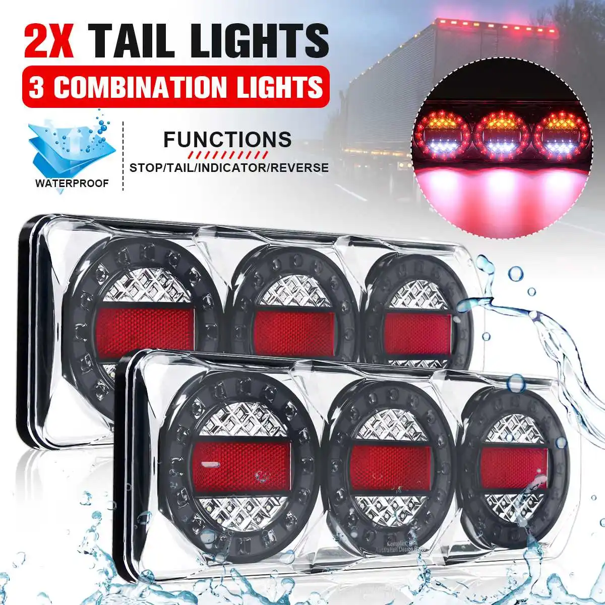 2x 12V LED Trailer Truck Tail Light High Quality 3 Combination Lights Waterproof Stop Reverse Turn Signal Rear Lamp Taillights
2x 12V LED Trailer Truck Tail Light High Quality 3 Combination Lights Waterproof Stop Reverse Turn Signal Rear Lamp Taillights