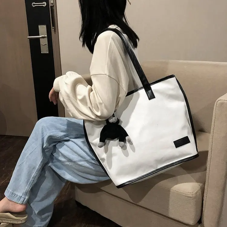Simple Women White Black Shoulder Bag Student Girls Canvas Handbags Large Capacity Ladies Shopping Tote Bags
Simple Women White Black Shoulder Bag Student Girls Canvas Handbags Large Capacity Ladies Shopping Tote Bags