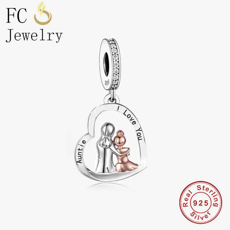

FC Jewelry Fit Original Pandora Charms Bracelet 925 Sterling Silver Auntie And Niece I Love You Bead For Making Women Berloque