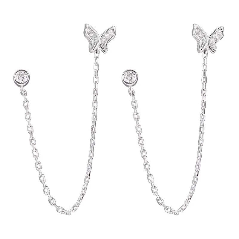 Real 925 Sterling Silver Butterfly Double Ear Hole Drop Earrings For Women Fine Jewelry Cubic Zirconia Earings Fashion Jewelry
Real 925 Sterling Silver Butterfly Double Ear Hole Drop Earrings For Women Fine Jewelry Cubic Zirconia Earings Fashion Jewelry