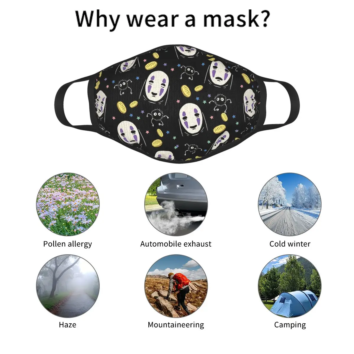 Spirited Away No Face Non-Disposable Mouth Face Mask Ghibli Anti Haze Dustproof Mask Protection Cover Respirator Mouth Muffle 
Spirited Away No Face Non-Disposable Mouth Face Mask Ghibli Anti Haze Dustproof Mask Protection Cover Respirator Mouth Muffle