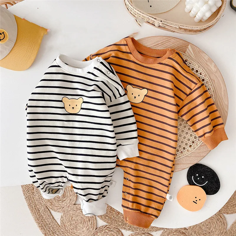 Spring Autumn cute newborn one-piece clothes striped cartoon long sleeve jumpsuits for baby boys girls cotton soft overalls
Spring Autumn cute newborn one-piece clothes striped cartoon long sleeve jumpsuits for baby boys girls cotton soft overalls