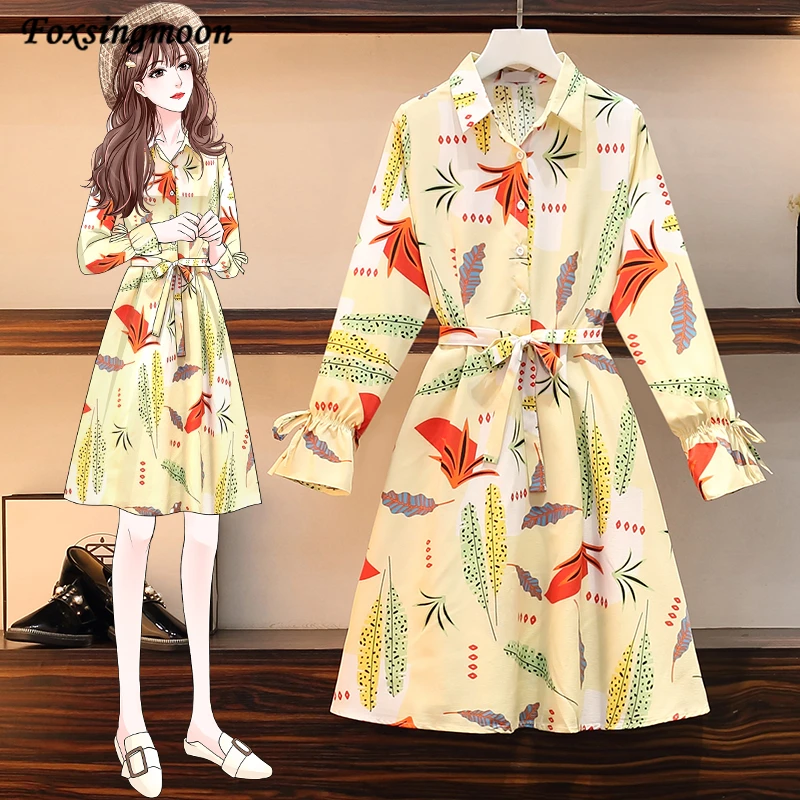 M-3XL Autumn Winter Printing Bandage Dress Women Shirt Casual Lapel High Waist Print Mid-length Dress For Women 2021 New Fashion
M-3XL Autumn Winter Printing Bandage Dress Women Shirt Casual Lapel High Waist Print Mid-length Dress For Women 2021 New Fashion
